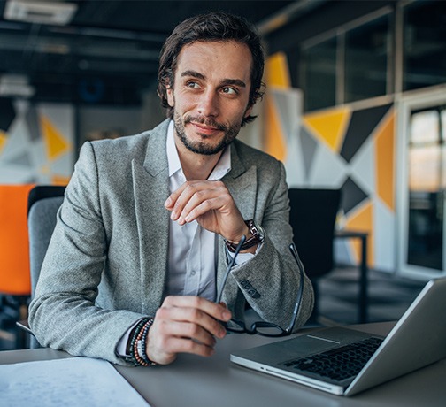 Man working on laptop