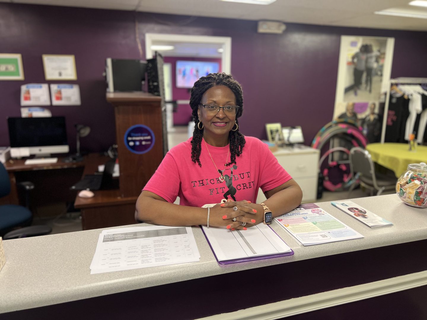 Diana Byas, owner of Thick But Fit in her gym